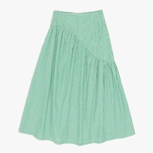 Lisa Says Gah Maeve Midi Skirt Green Stripe 100% Cotton Size Large- NWT